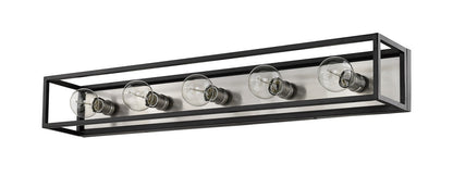 Z-Lite Kube 5 Light Vanity in Matte Black + Brushed Nickel 480-5V-MB-BN