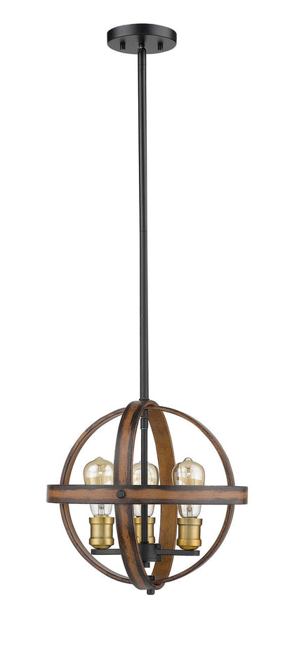 Z-Lite Kirkland 3 Light Pendant in Rustic Mahogany 472B14-RM