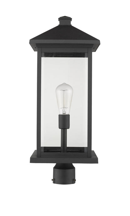 Z-Lite Portland 1 Light Outdoor Post Mount Fixture in Black 531PHBXLR-BK