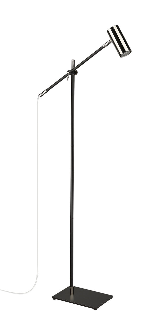 Z-Lite Calumet 1 Light Floor Lamp in Matte Black + Polished Nickel 814FL-MB-PN