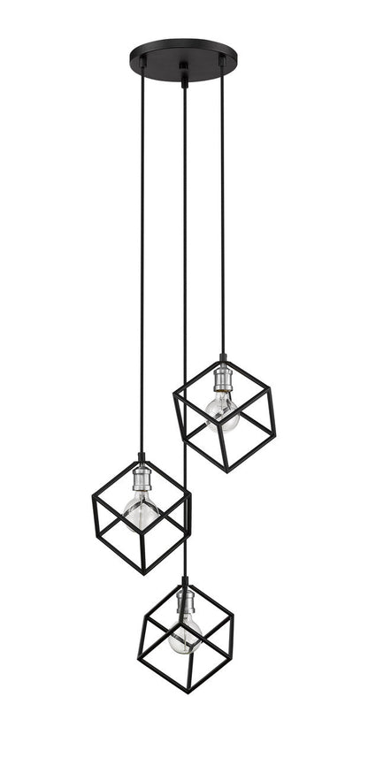 Z-Lite Vertical 3 Light Chandelier in Matte Black + Brushed Nickel 478-3MB-BN