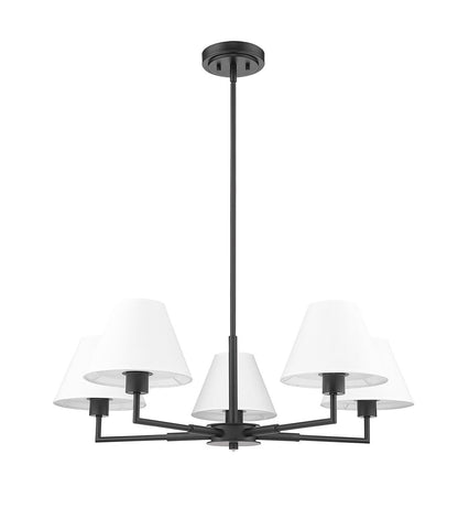 Z-Lite Leila 5 Light Chandelier in Matte Black 744-34R-MB