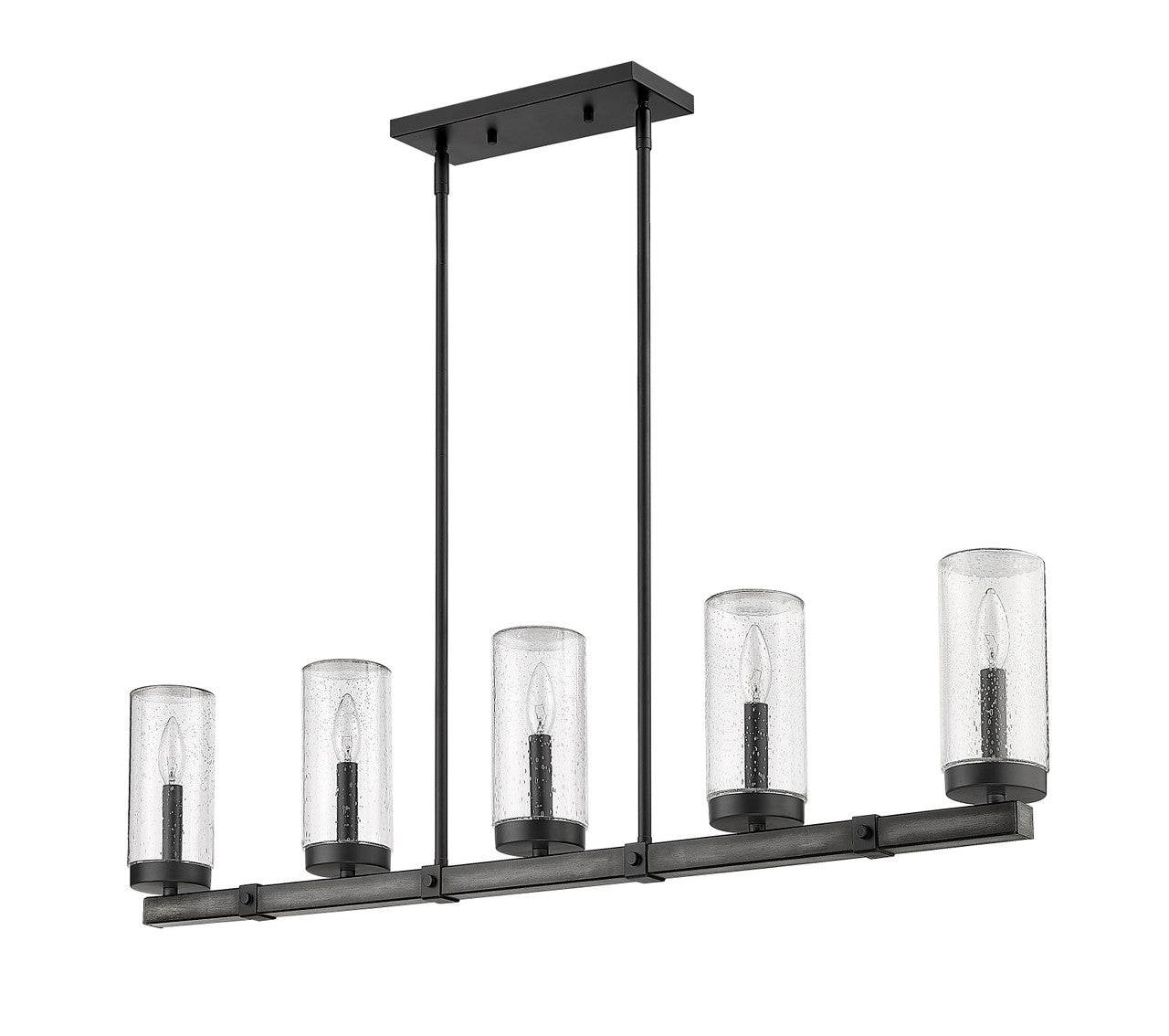 Z-Lite Marlow 5 Light Outdoor Linear Chandelier in Ashen Barnboard 589-5L-ABB