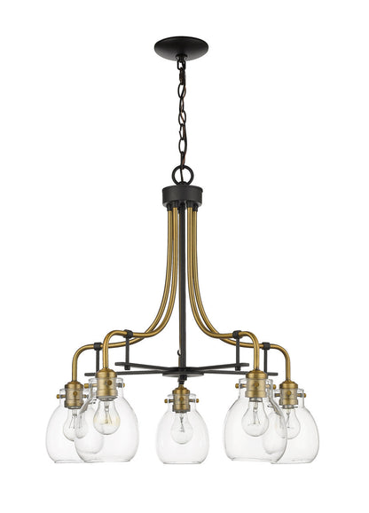 Z-Lite Kraken 5 Light Chandelier in Matte Black + Olde Brass 466-5MB-OBR