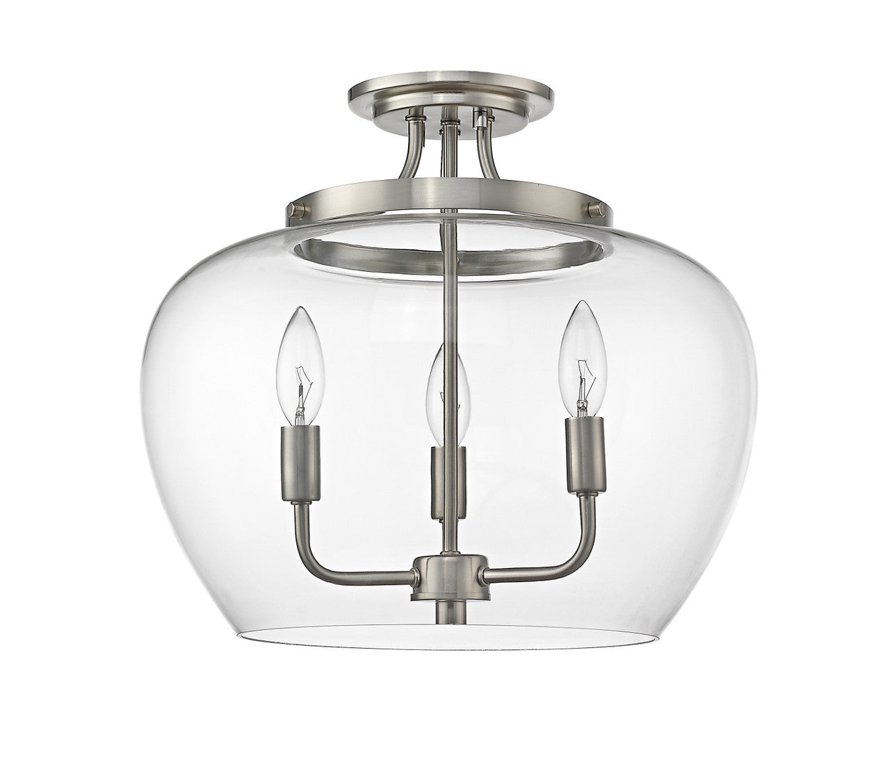 Z-Lite Joliet 3 Light Semi Flush Mount in Brushed Nickel 473SF-BN