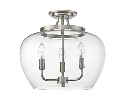 Z-Lite Joliet 3 Light Semi Flush Mount in Brushed Nickel 473SF-BN