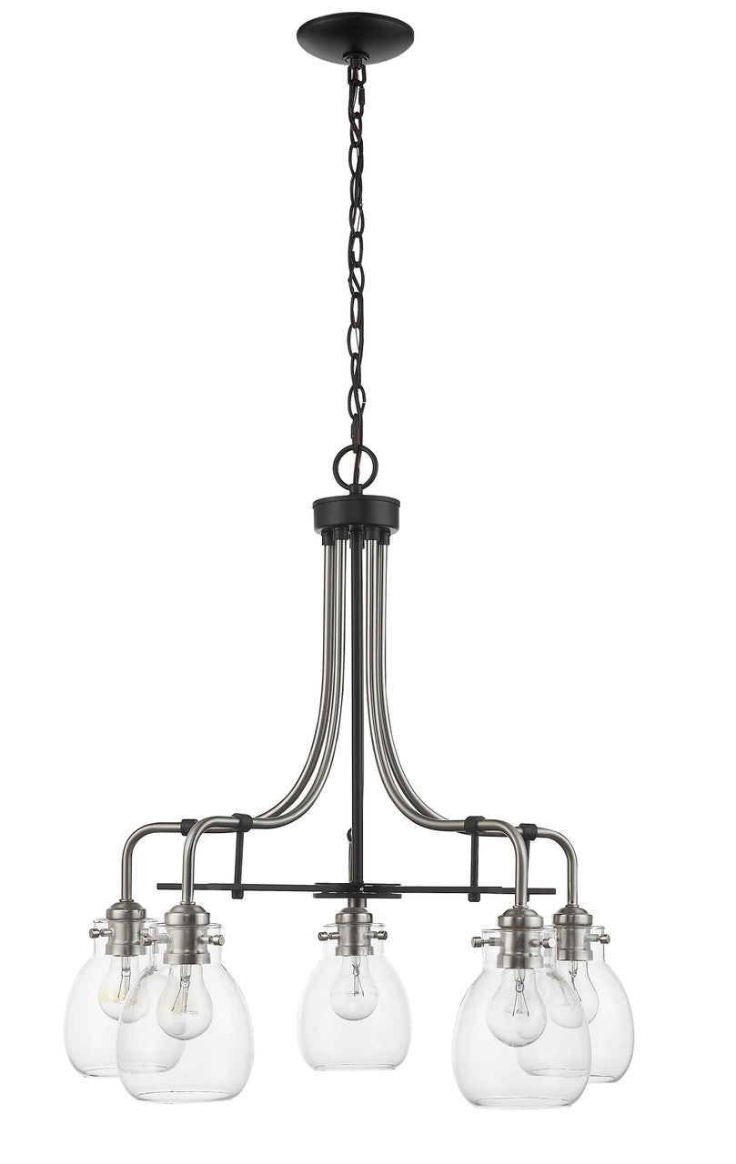 Z-Lite Kraken 5 Light Chandelier in Matte Black + Brushed Nickel 466-5MB-BN