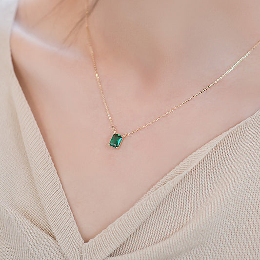 Dahlia S925 Sterling Silver Necklace Plated K Gold Emerald Zircon