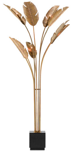 Currey & Co. Tropical Grande Brass Floor Lamp 8000-0075