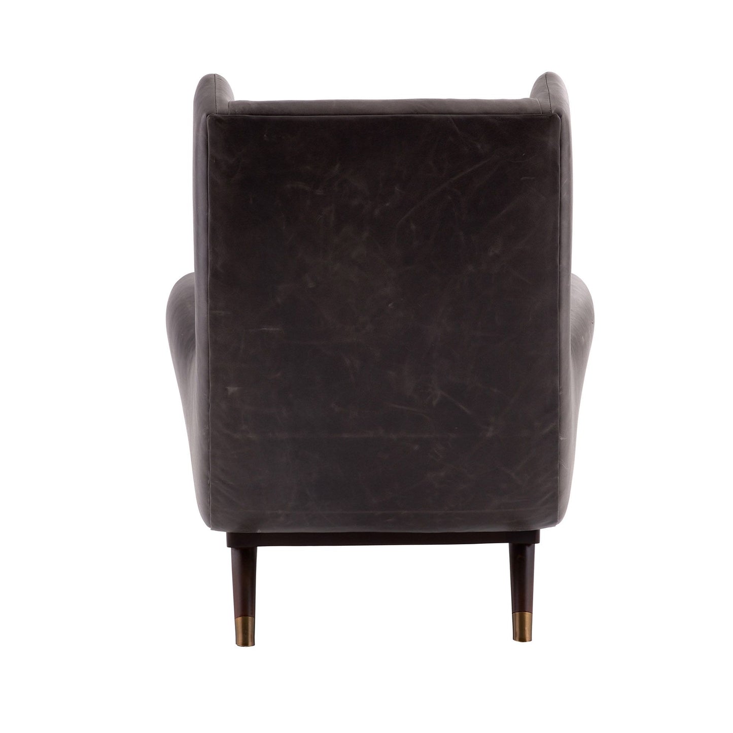 Arteriors Home Ophelia Lounge Chair Graphite Leather Dark Walnut 8107