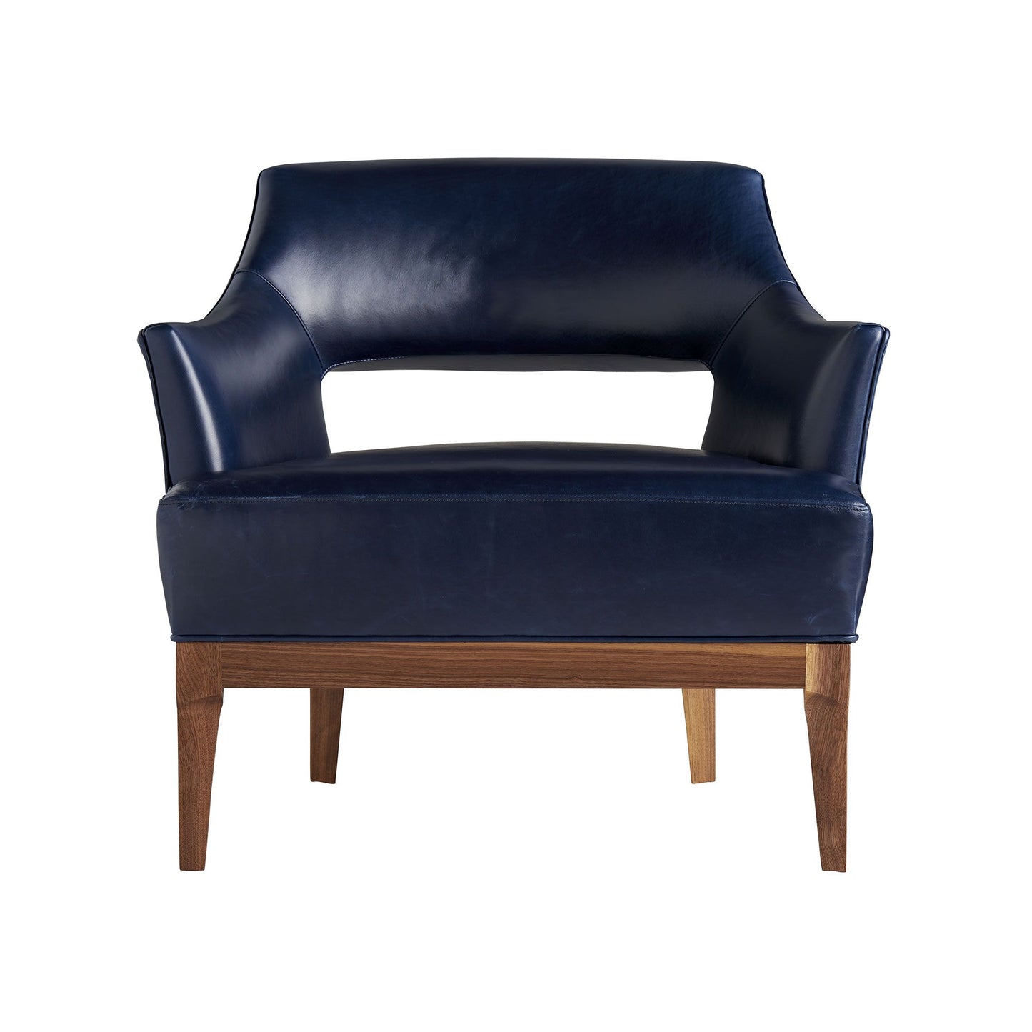 Arteriors Home Laurette Chair Indigo Leather Dark Walnut 8152