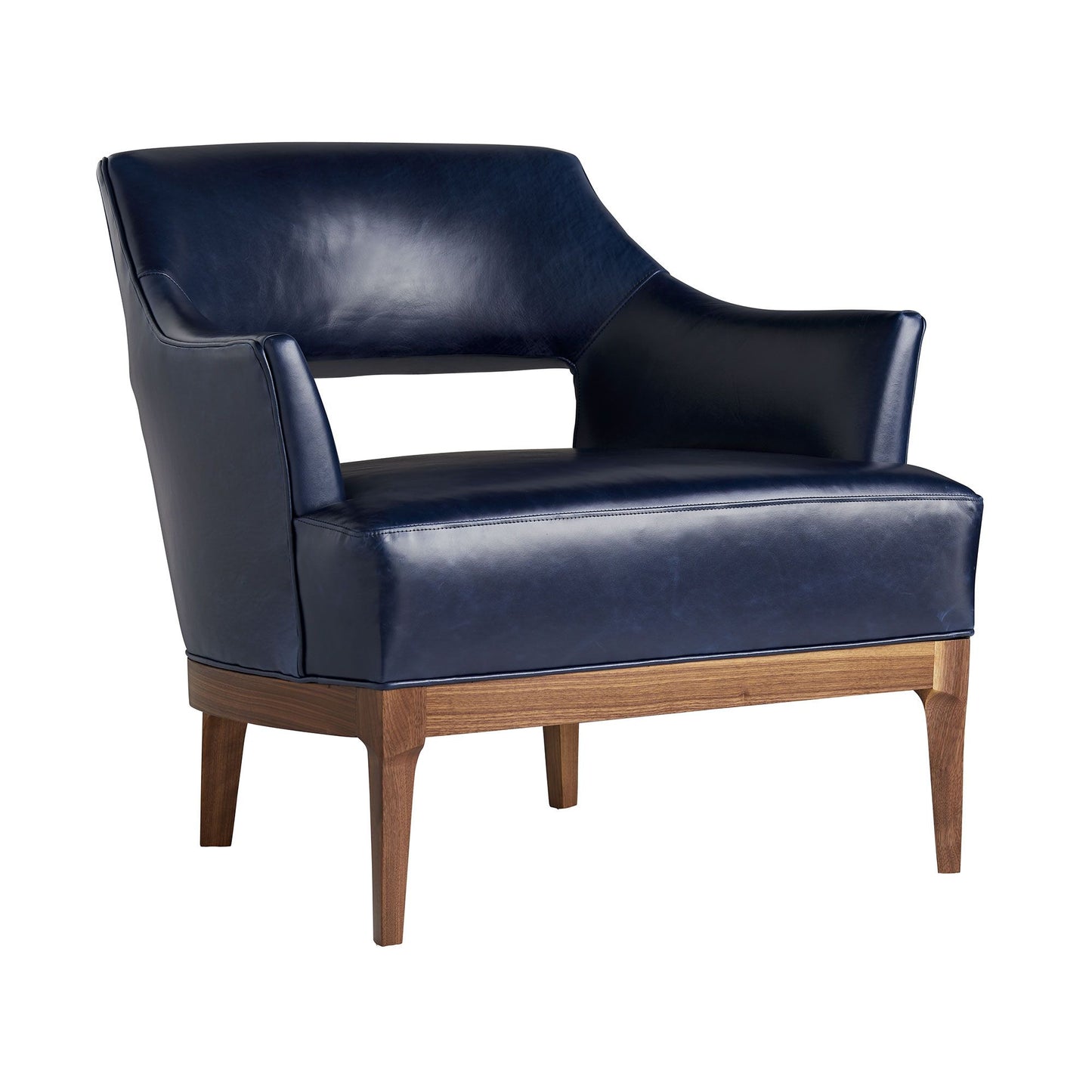 Arteriors Home Laurette Chair Indigo Leather Dark Walnut 8152