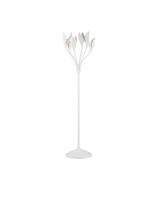 Currey & Co Snowflower Floor Lamp in Gesso White 8000-0160