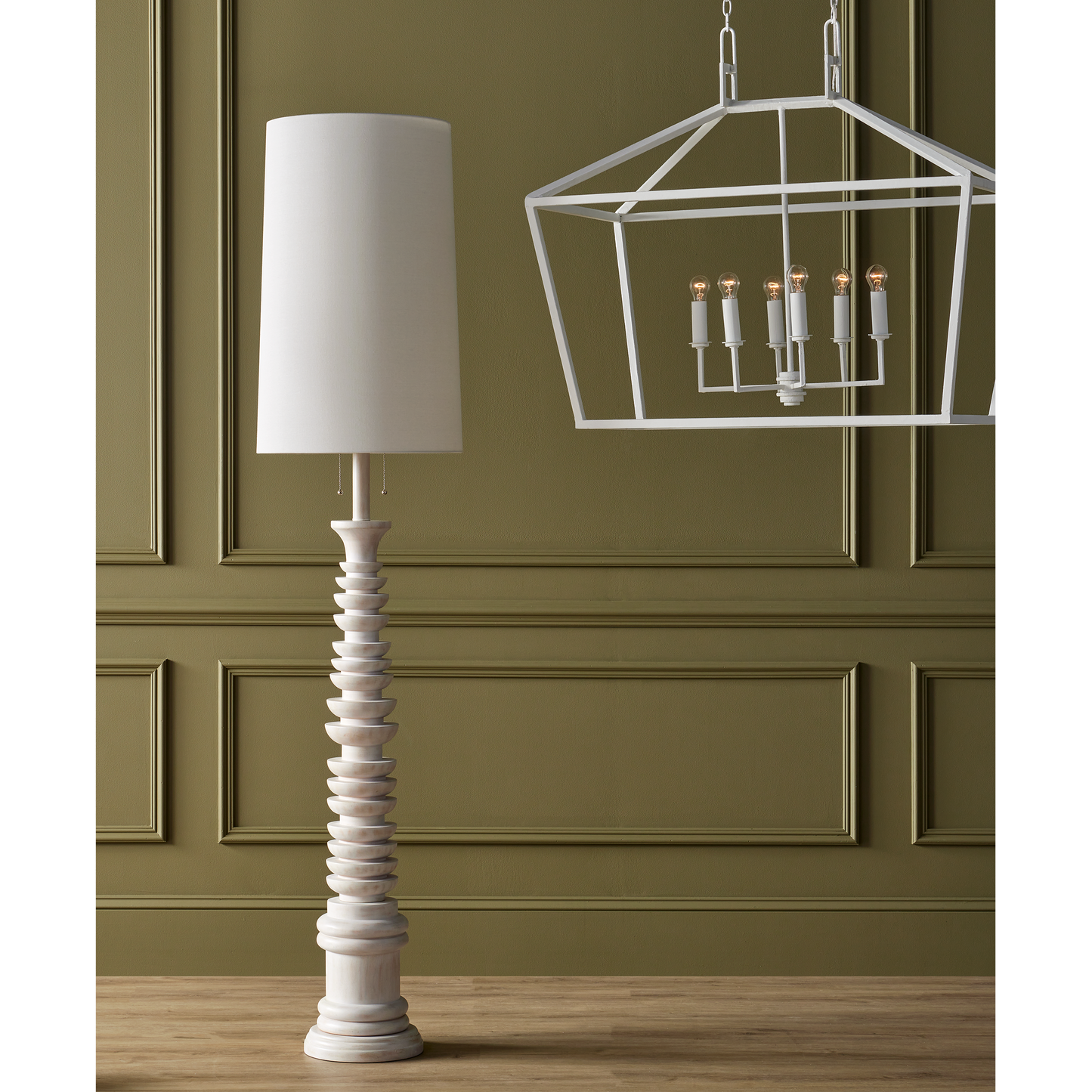 Currey & Co. Malayan White Floor Lamp 8000-0112