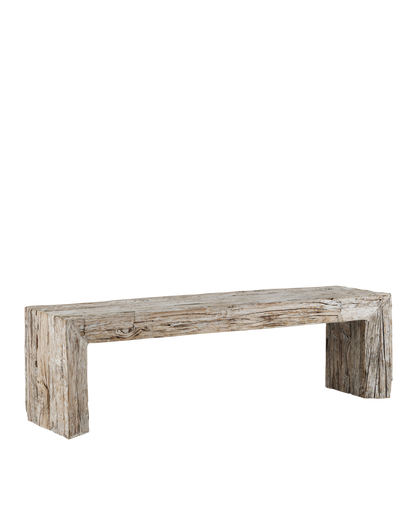 Currey & Co. Kanor Whitewash Bench 3000-0216