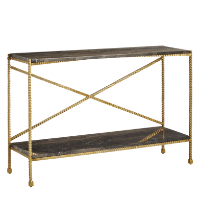 Currey & Co. Flying Marble Gold Console Table 4000-0173