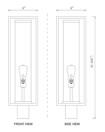 Z-Lite Dunbroch 1 Light Outdoor Post Mount Fixture in Deep Bronze + Outdoor Brass 584PHBR-DBZ-OBS