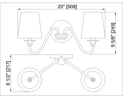 Z-Lite Gianna 2 Light Wall Sconce in Matte Black 7509-2S-MB