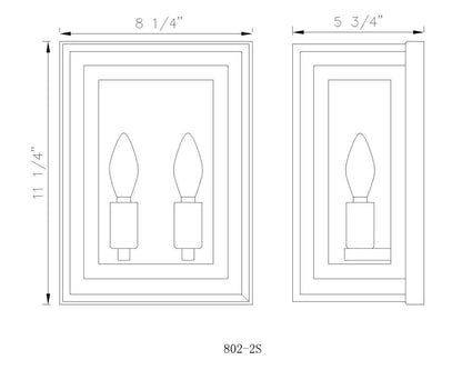 Z-Lite Infinity 2 Light Wall Sconce in Chrome 802-2S-CH