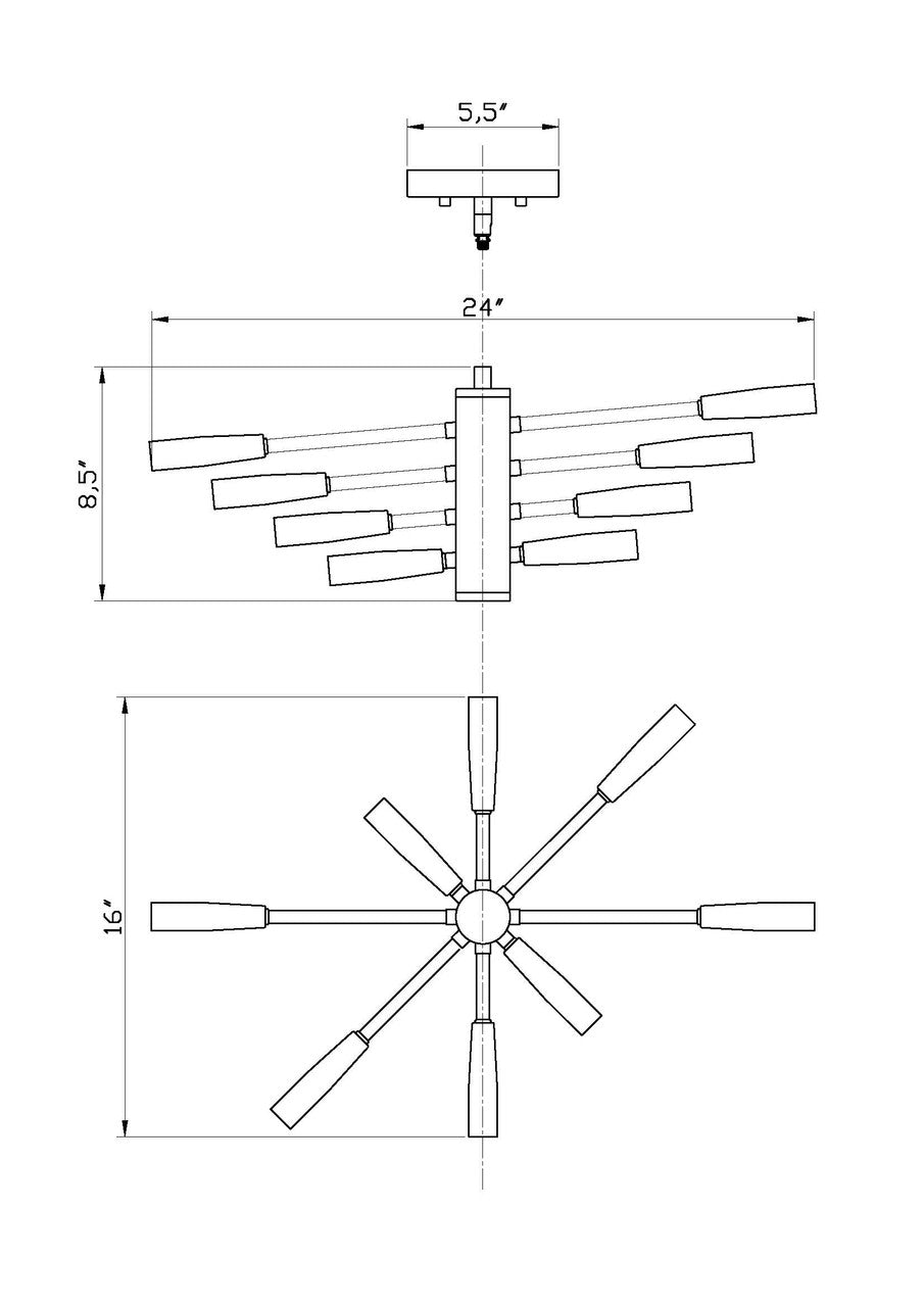 Z-Lite Ascension 8 Light Chandelier in Chrome 737-8CH