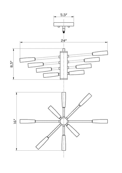 Z-Lite Ascension 8 Light Chandelier in Chrome 737-8CH