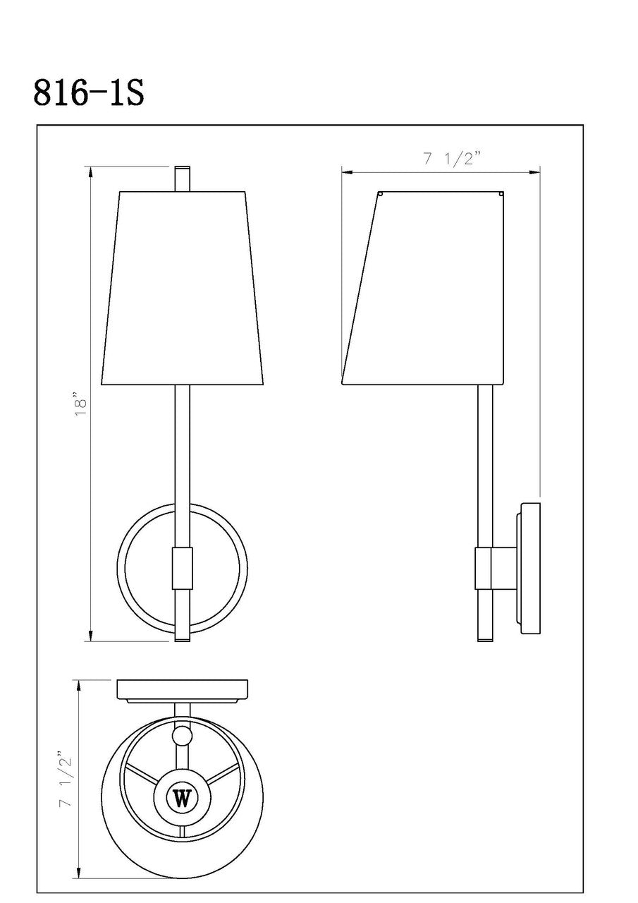 Z-Lite Winward 1 Light Wall Sconce in Olde Brass 816-1S-OBR