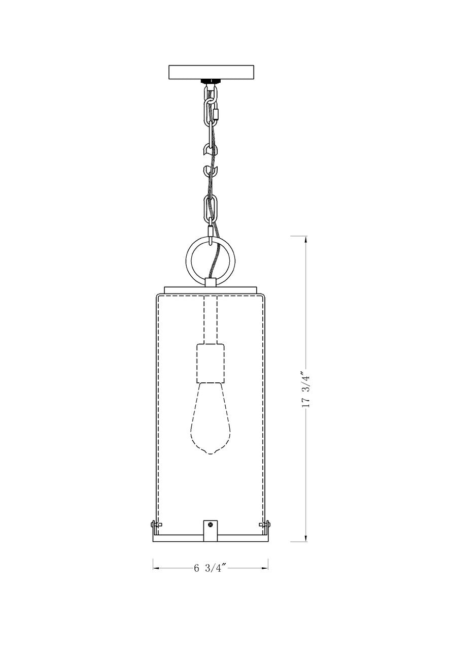 Z-Lite Sana 1 Light Outdoor Chain Mount Ceiling Fixture in Black 592CHM-BK