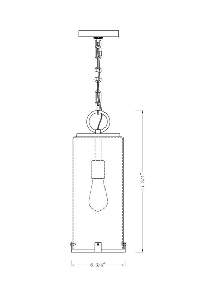 Z-Lite Sana 1 Light Outdoor Chain Mount Ceiling Fixture in Black 592CHM-BK