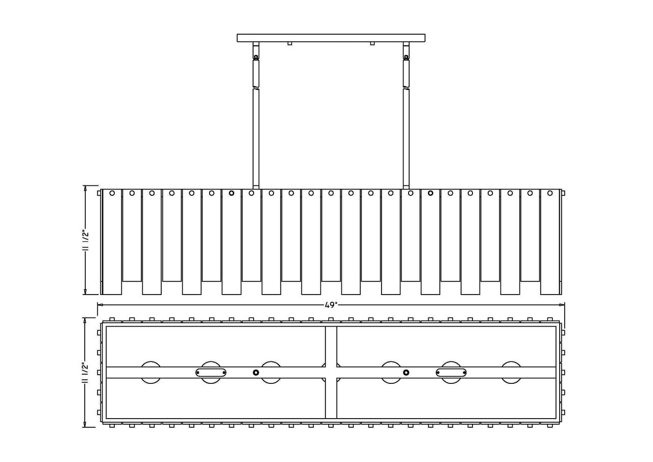 Z-Lite Viviana 7 Light Linear Chandelier in Rubbed Brass 345-49L-RB