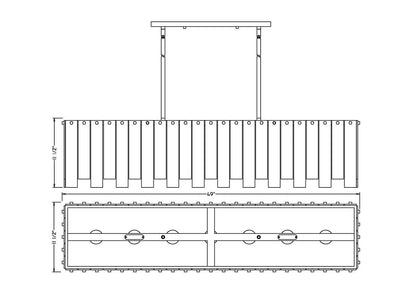 Z-Lite Viviana 7 Light Linear Chandelier in Rubbed Brass 345-49L-RB