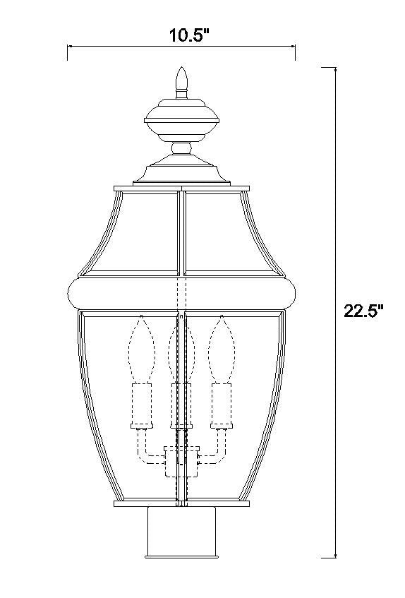 Z-Lite Westover 3 Light Outdoor Post Mount Fixture in Black 580PHB-BK