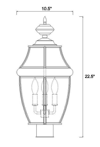 Z-Lite Westover 3 Light Outdoor Post Mount Fixture in Black 580PHB-BK