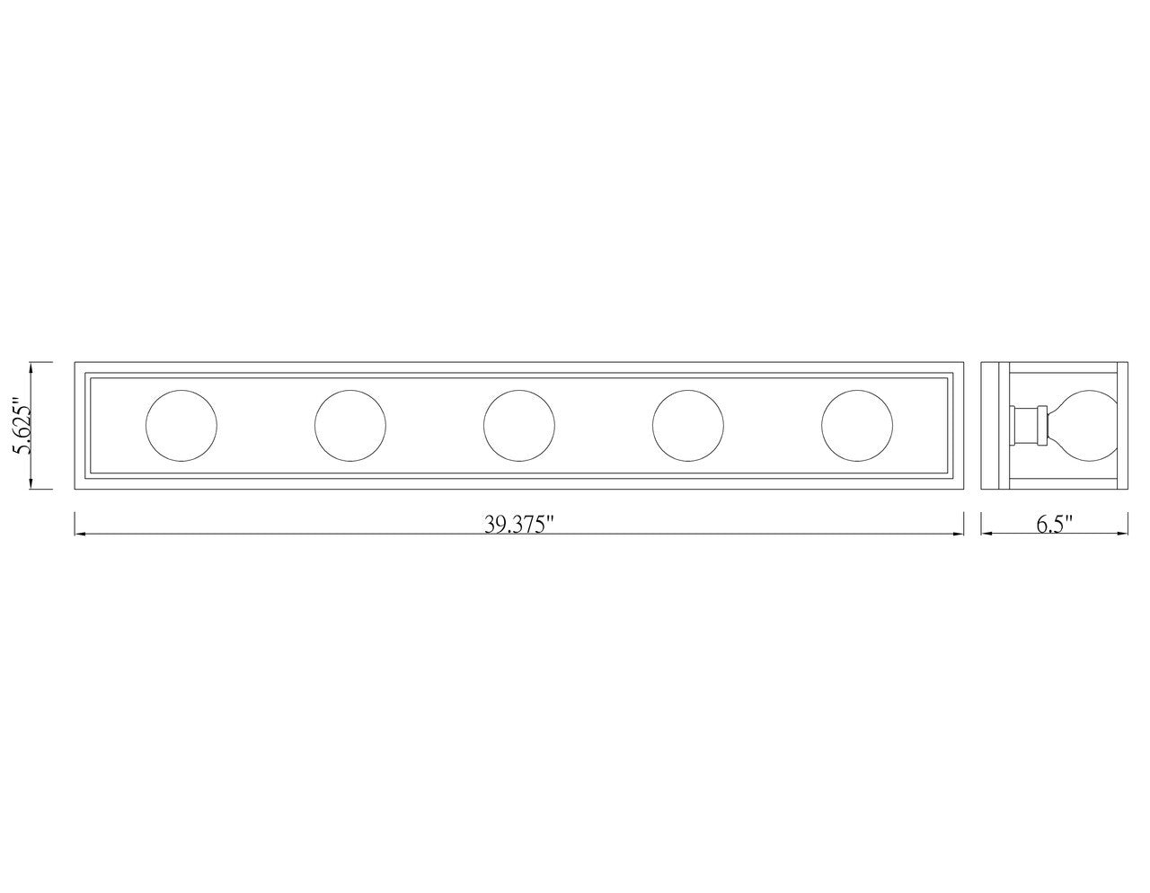 Z-Lite Kube 5 Light Vanity in Matte Black + Chrome 480-5V-MB-CH