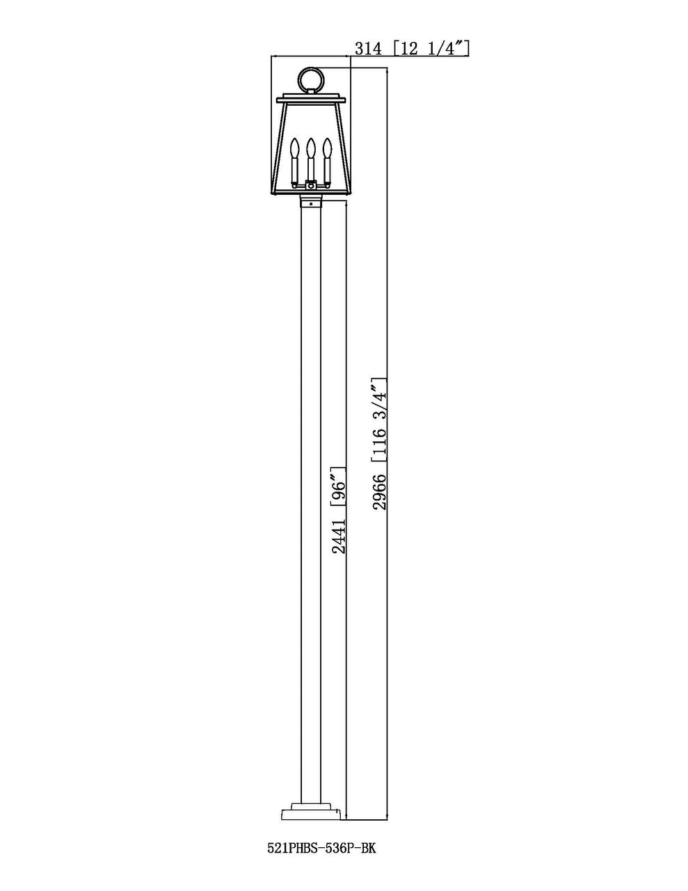 Z-Lite Broughton 4 Light Outdoor Post Mounted Fixture in Black 521PHBS-536P-BK