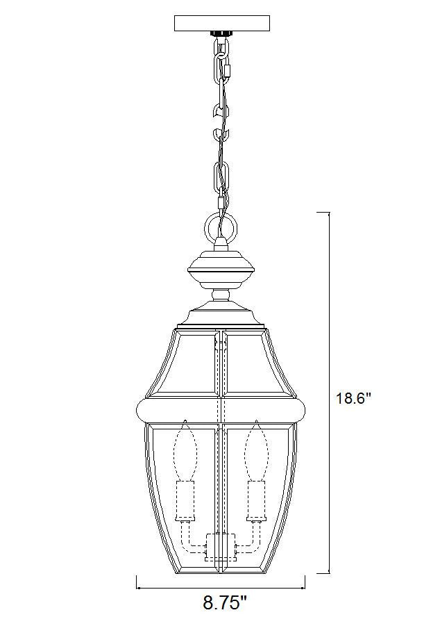 Z-Lite Westover 2 Light Outdoor Chain Mount Ceiling Fixture in Black 580CHM-BK