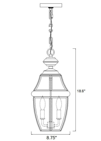 Z-Lite Westover 2 Light Outdoor Chain Mount Ceiling Fixture in Black 580CHM-BK