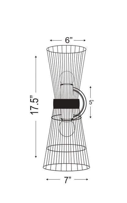 Z-Lite Alito 2 Light Wall Sconce in Matte Black 6015-2S-MB