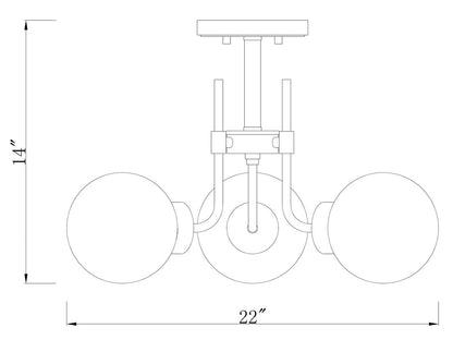 Z-Lite Parsons 3 Light Semi Flush Mount in Matte Black + Brushed Nickel 477-3SF-MB-BN