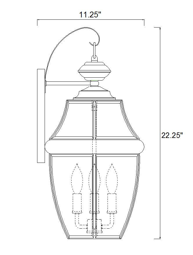 Z-Lite Westover 3 Light Outdoor Wall Light in Black 580B-BK