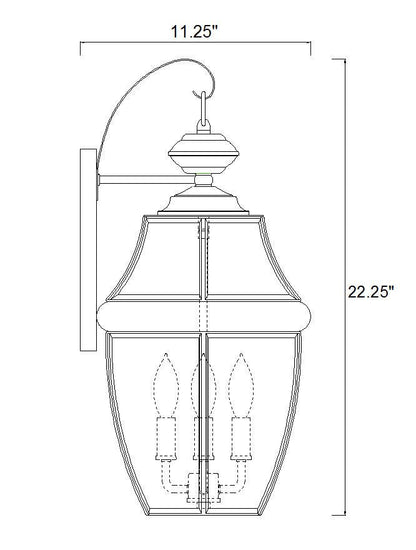 Z-Lite Westover 3 Light Outdoor Wall Light in Black 580B-BK