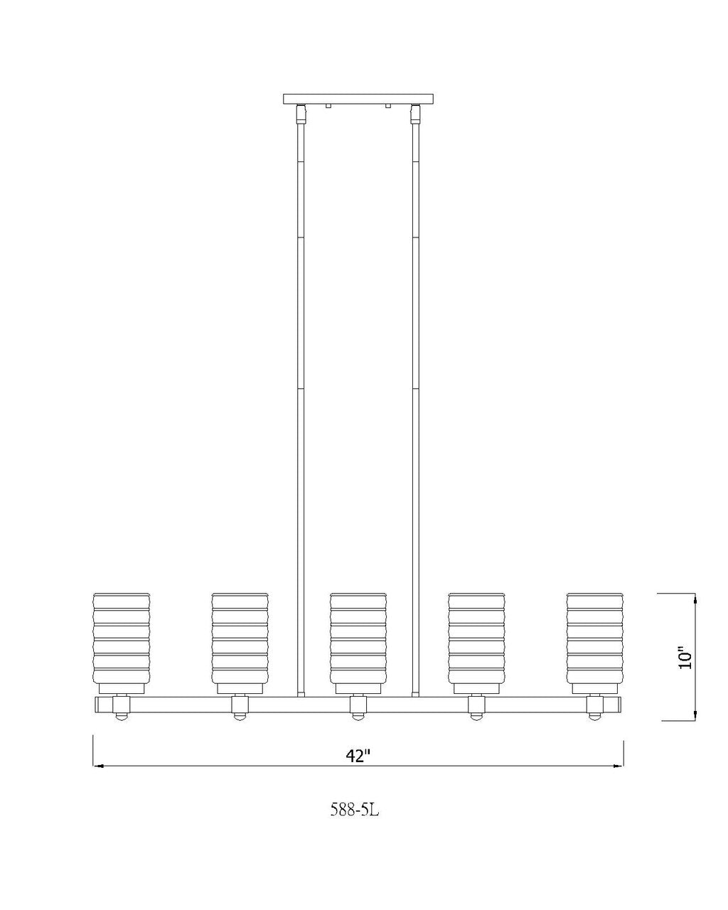 Z-Lite Tahoe 5 Light Outdoor Linear Chandelier in Ashen Barnboard 588-5L-ABB