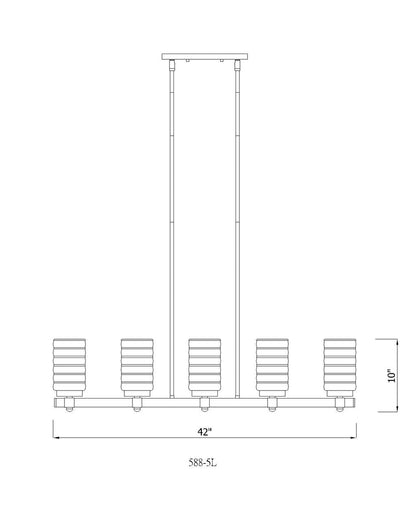 Z-Lite Tahoe 5 Light Outdoor Linear Chandelier in Ashen Barnboard 588-5L-ABB