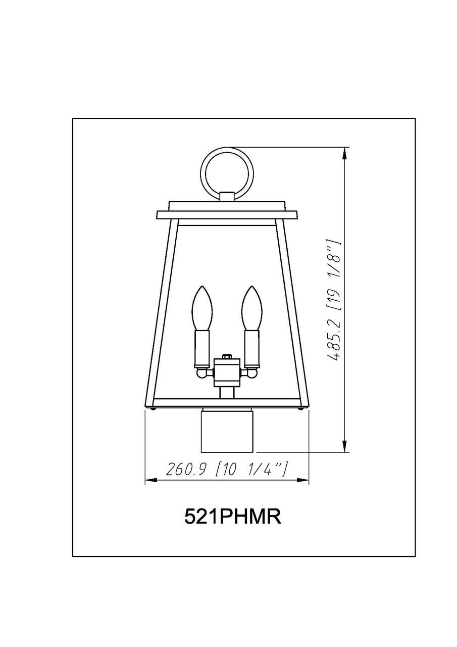 Z-Lite Broughton 2 Light Outdoor Post Mount Fixture in Black 521PHMR-BK