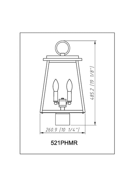 Z-Lite Broughton 2 Light Outdoor Post Mount Fixture in Black 521PHMR-BK