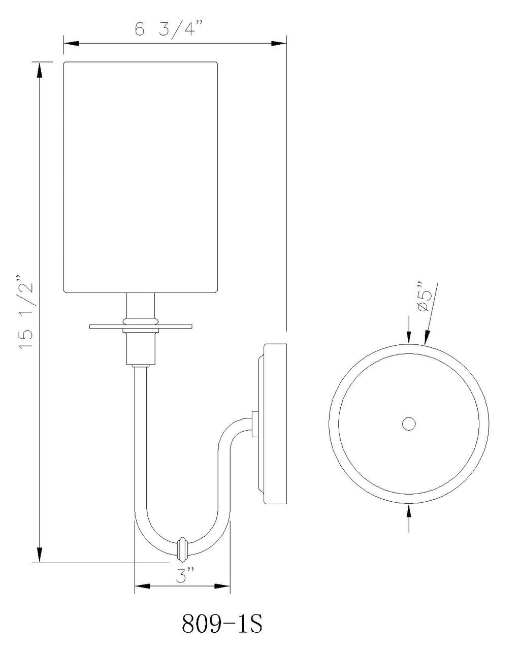 Z-Lite Ella 1 Light Wall Sconce in Matte Black 809-1S-MB