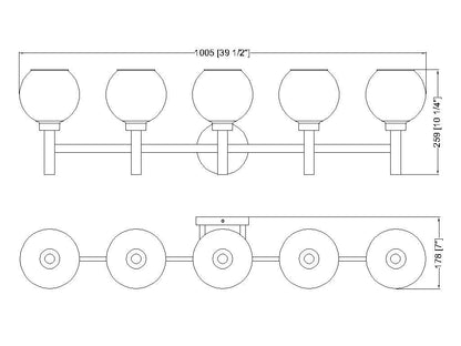 Z-Lite Sutton 5 Light Vanity in Chrome 7502-5V-CH