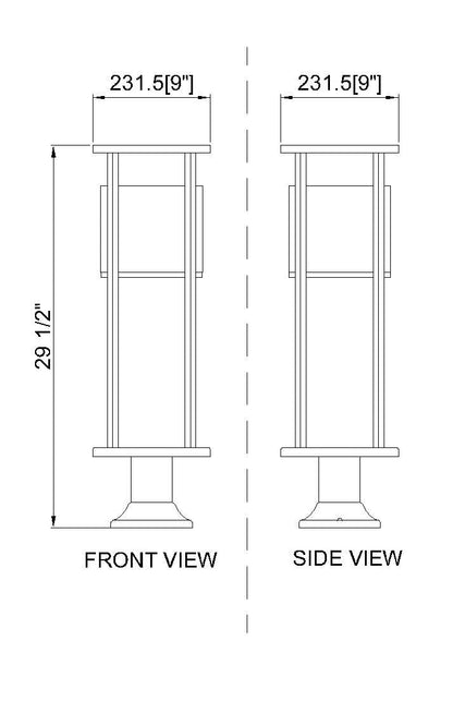 Z-Lite Luca 1 Light Outdoor Pier Mounted Fixture in Black 517PHM-553PM-BK-LED