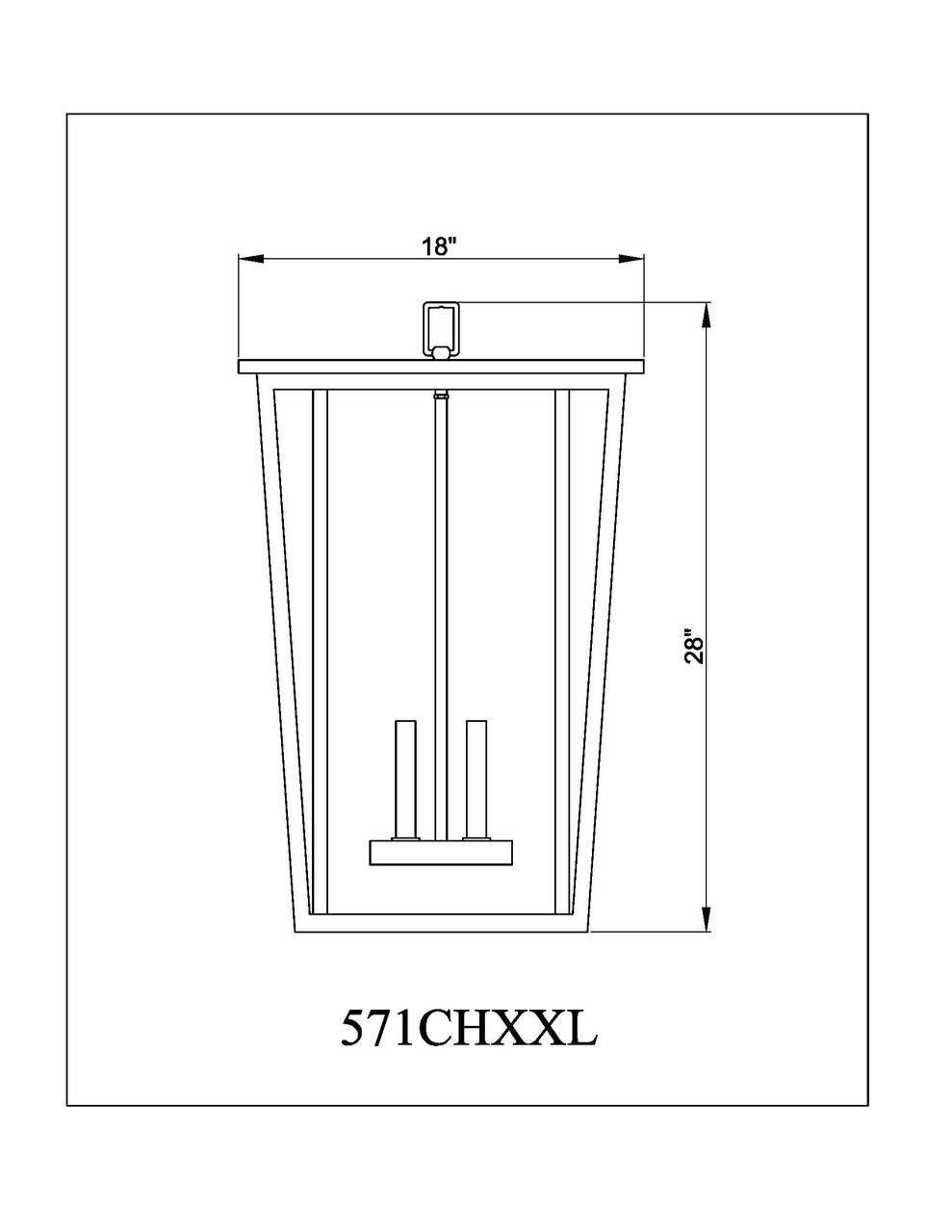 Z-Lite Seoul 4 Light Outdoor Chain Mount Ceiling Fixture in Black 571CHXXL-BK