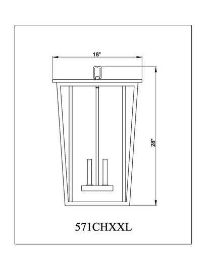 Z-Lite Seoul 4 Light Outdoor Chain Mount Ceiling Fixture in Black 571CHXXL-BK