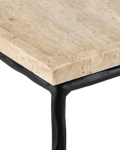 Currey & Co. Boyles Travertine Side Table 4000-0136